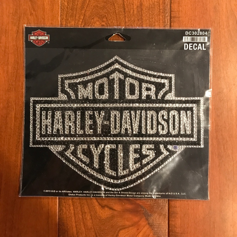 HARLEY-DAVIDSON NWT DECAL STUDDED B & S LARGE BLACK/SILVER